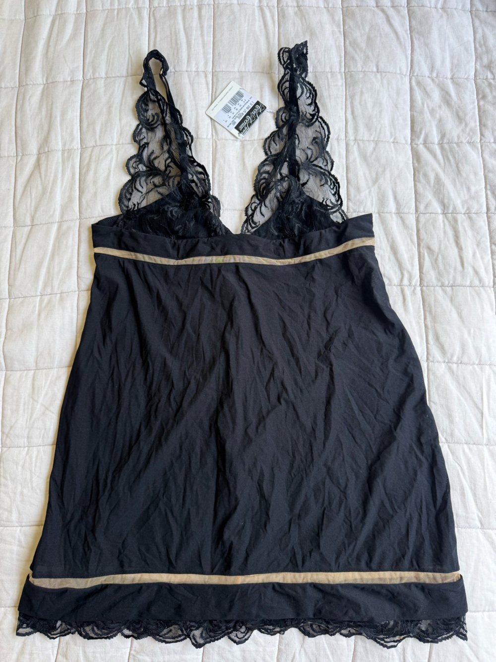 La Perla Black Silk Slip with Delicate Lace and Contrast Trim